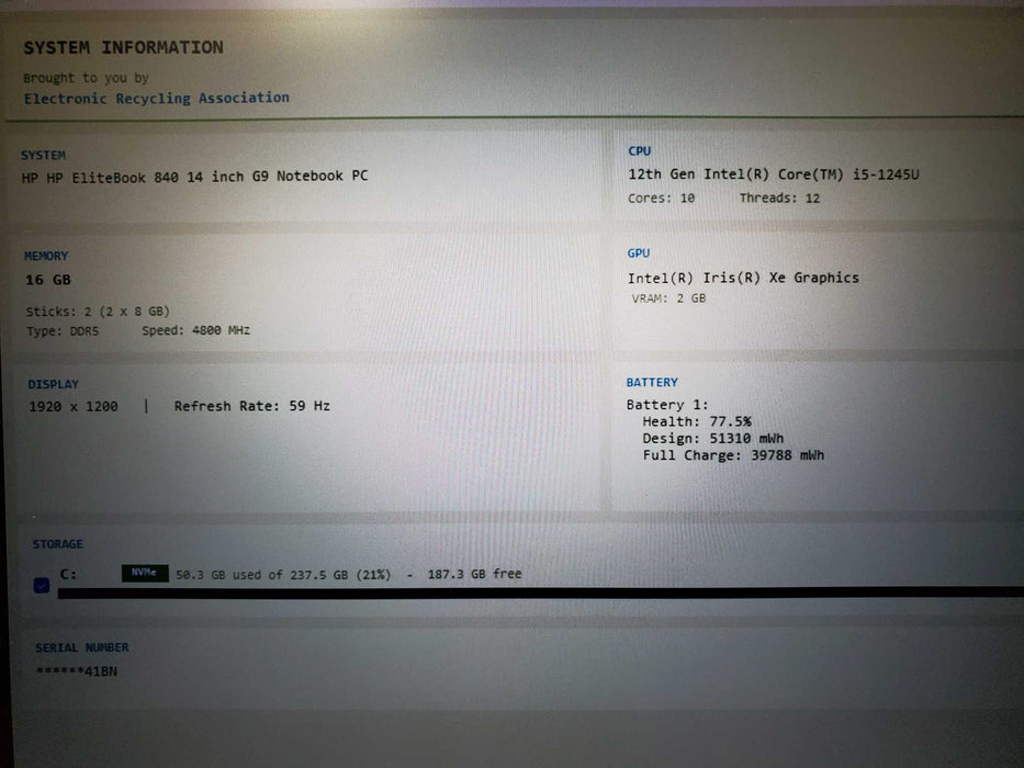 HP Elitebook 840 G9 14 FHD i5-1245U@1.6GHz 16GB 256GB SSD   Lap200