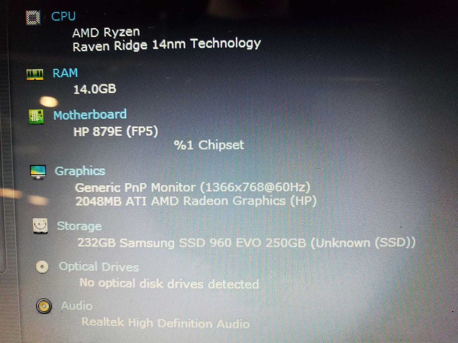 HP 14-DK1008CA Laptop Amd Athlon Silver 3050U 14" w/ 16Gb Ram 256GB NVME  Lap200