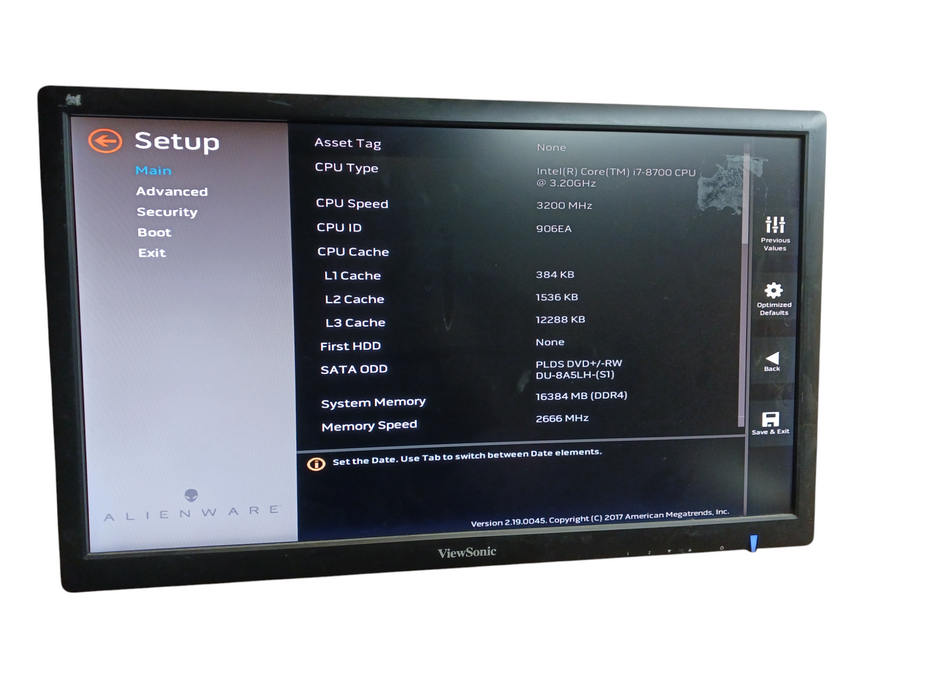 Alienware Aurora R7 intel i7-8700 @ 3.2Ghz 16GB DDR4 GeForce GTX 1080 READ