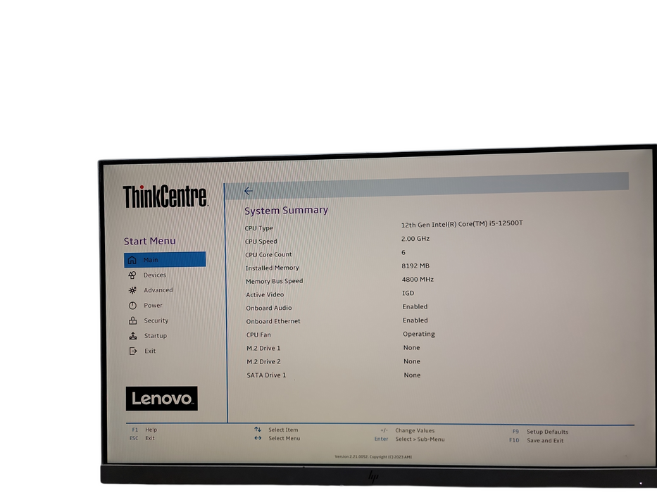 Lenovo ThinkCentre M80q Gen 3 Micro i5 - 12500T 8GB DDR5 Ram NO HDD θ