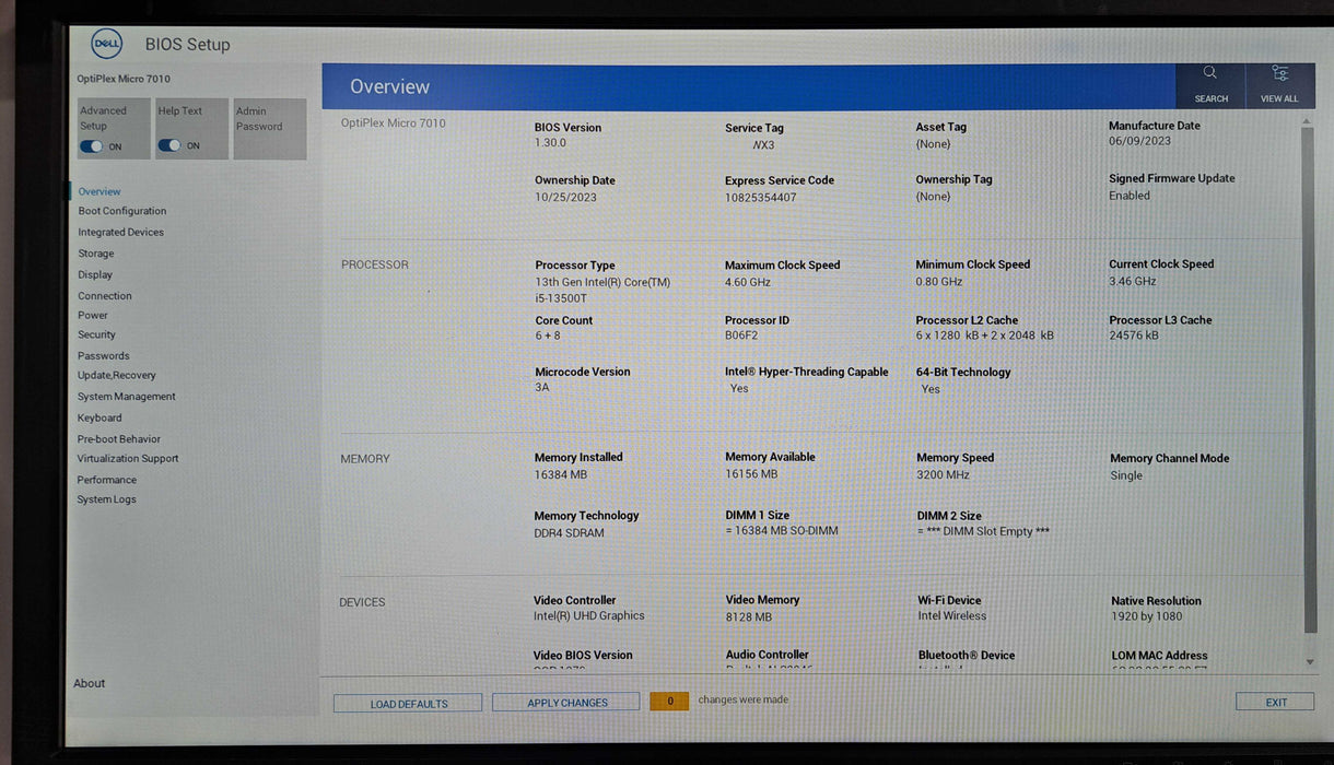 Dell OptiPlex Micro 7010 | Intel Core i5-13500T, 16GB DDR4, 256GB NVMe, PWR )