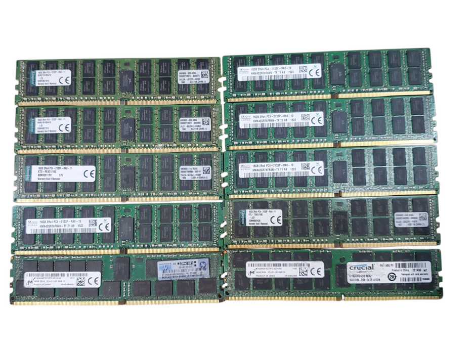 Lot of 10x, Assorted 16GB DDR4, 2133P Server RAM