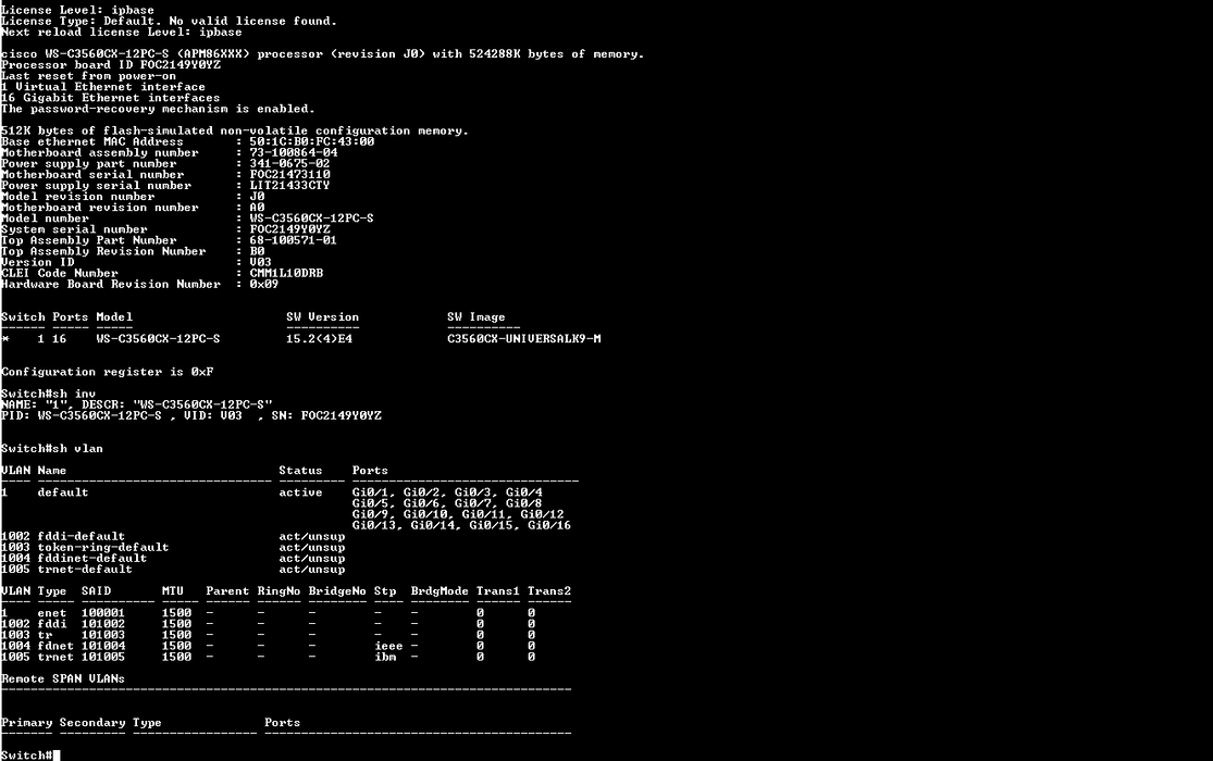 Cisco WS-C3560CX-12PC-S V03 | 12-Port Gigabit PoE+ 240W Silent Switch )