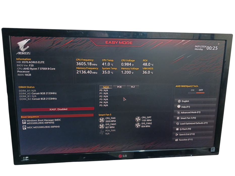 Fractal Design Gigabyte Aorus X570 Elite Amd Ryzen 7 3700X 16GB RAM READ