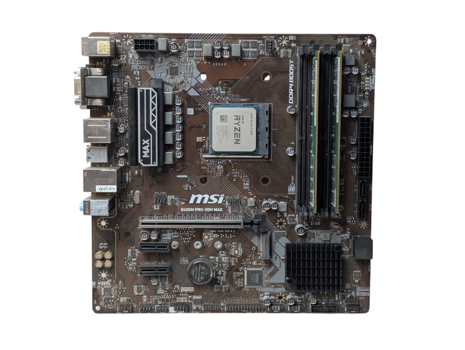 MIS B450M PRO-VDH MAX AMD Ryzen 5 3600 16GB RAM AM4 Motherboard Combo  -
