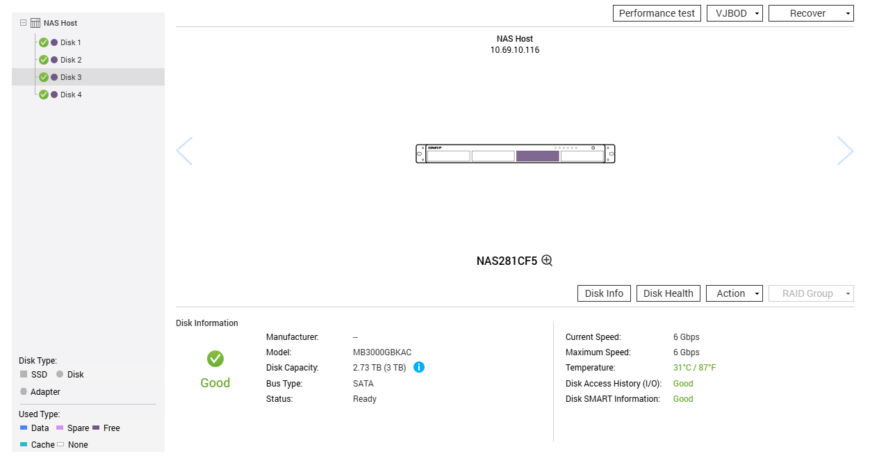 Qnap TS-453BU-RP 4 Bay Network NAS Enclosure w/ 4x 3TB HDDs