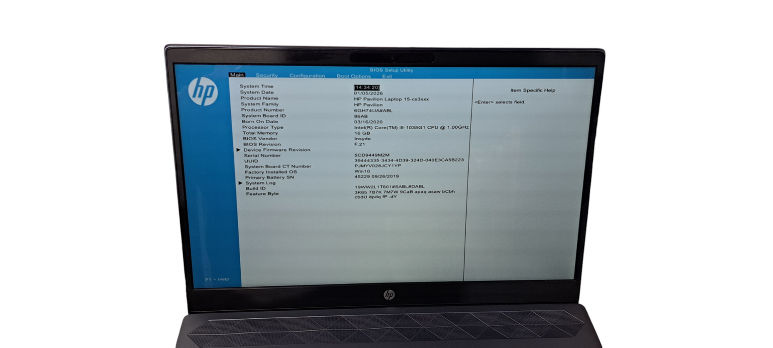 ouch Pavilion Laptop 15-cs3003 i5-1035G1  CPU  |16GB RAM| 256GB SSD  Lap200