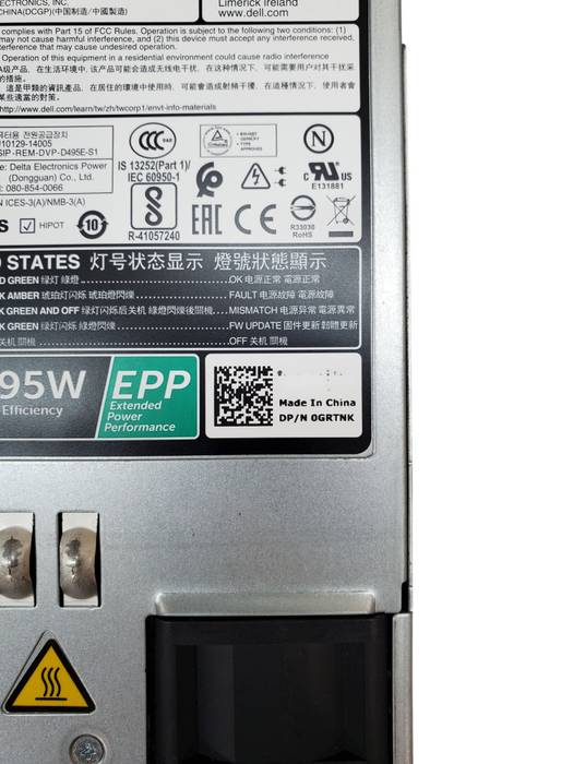 Dell 495W Power Supply 80+ Platinum - DP/N 0GRTNK