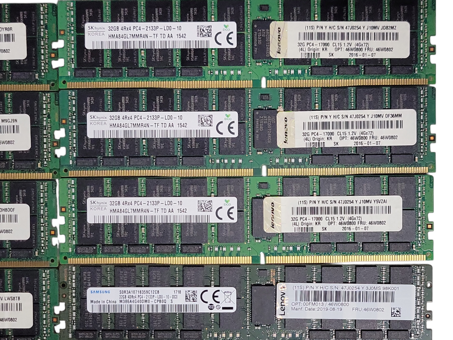 Lot of 8x (7x Skhynix 1x Samsung) 32GB PC4-2133P-LD0 DDR4 Server RAMs, See  _