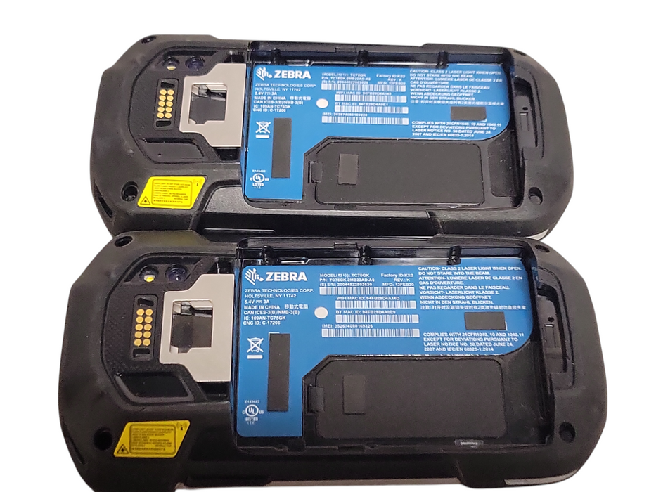 Lot of 2x Zebra TC75GK-2MB22AD-AS handheld barcode scanners _