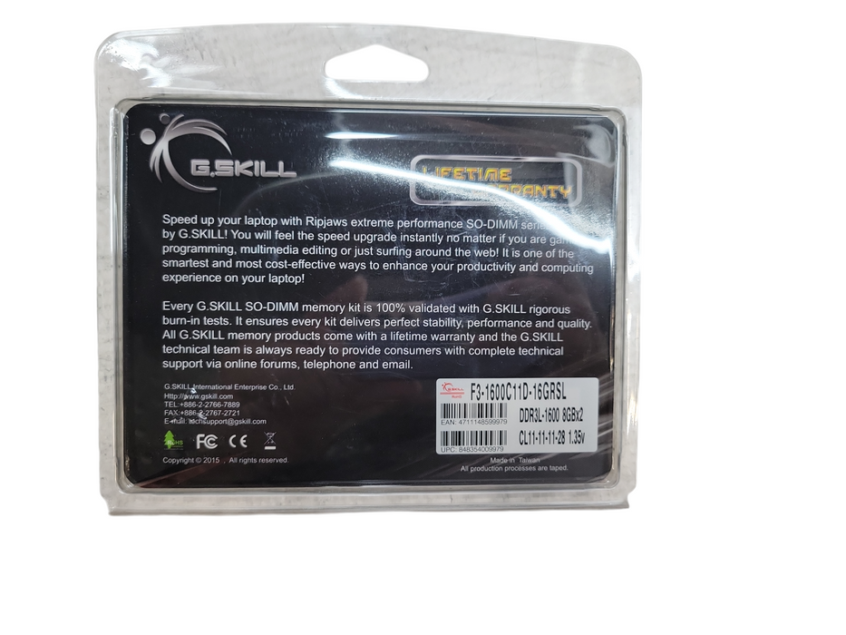 G.SKILL - PC3L-12800 8Gx2 SO-DIMM (F3-1600C11D-16GRSL) Q%