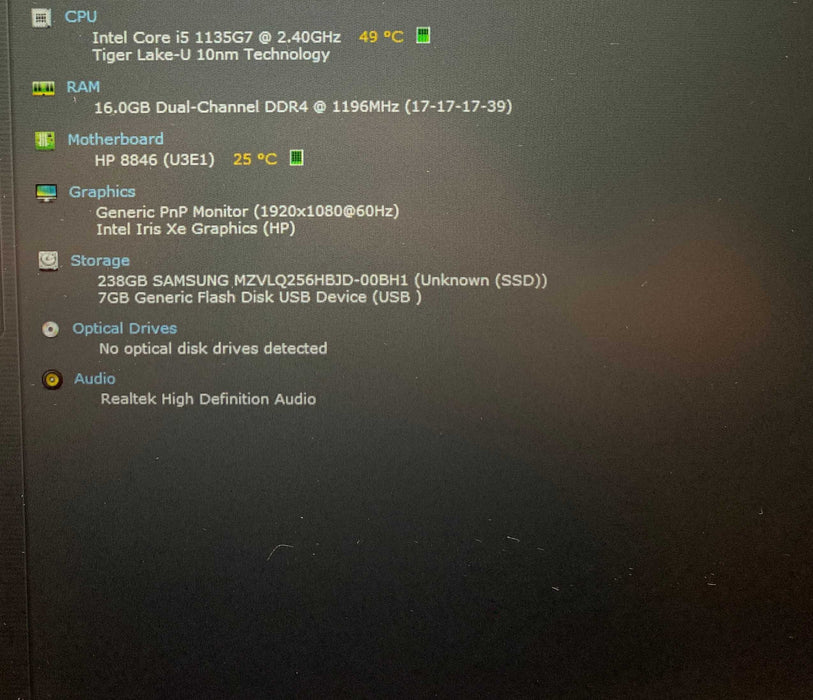 HP EliteBook 850 G8 Core i5-1135G7@2.40GHz 16GB RAM 256GB  Lap200