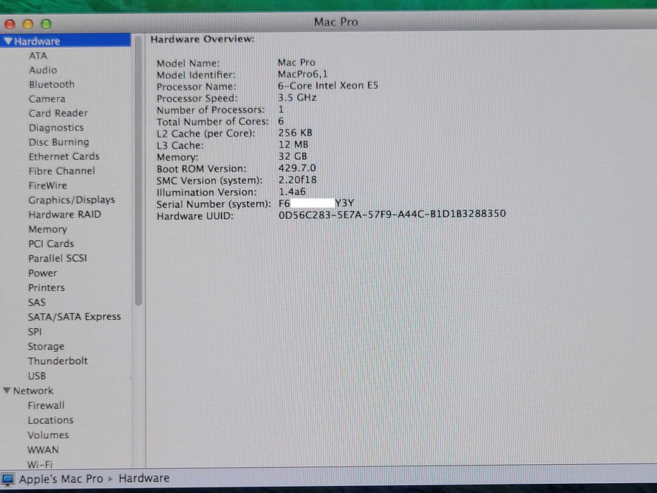 Apple Mac Pro 2013, Xeon E5-1650V2 3.5GHz 32GB RAM, AMD D500 3GB, 256GB SSD _