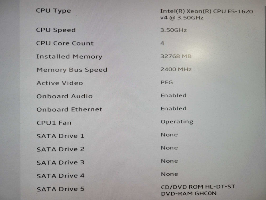 Lenovo ThinkStation P510 Xeon E5-1620 v4 @ 3.5GHz 32GB DDR4 NVS 310 NO HDD !