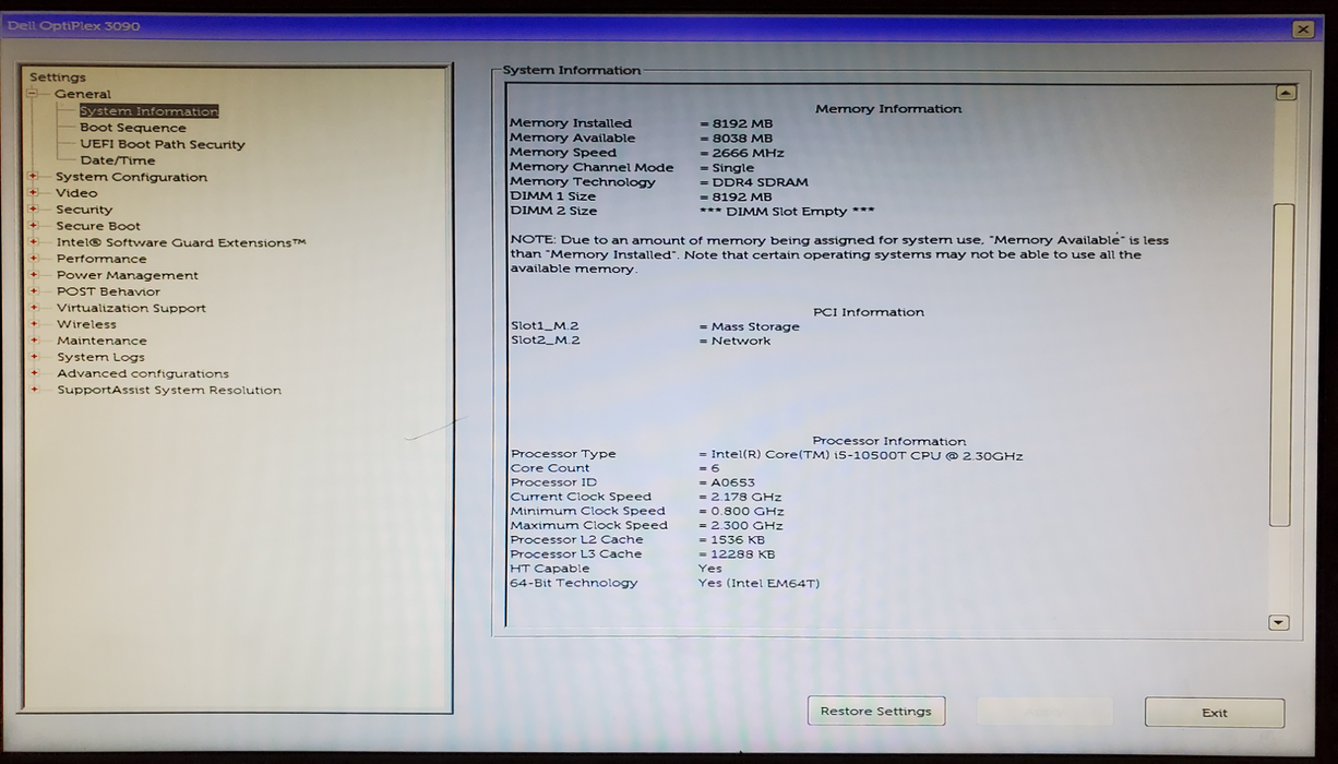 Del OptiPlex 3090 USFF, Core i5-10500T, 16GB DDR4, 256GB SSD