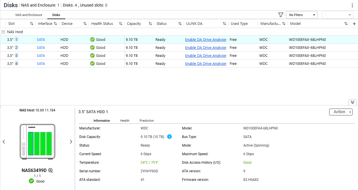 QNAP TS-433 4 Bay 4G RAM NAS w/ 4x 10TB HDDs & AC Adapter
