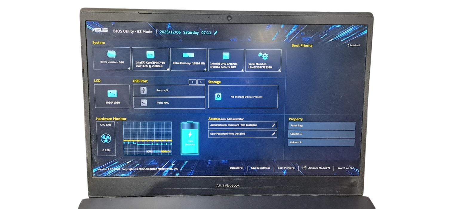 Asus VivoBook K571L i7-10750h|GTX 1650 4GB|16GB DDR4|256GB NVMe Q Lap200