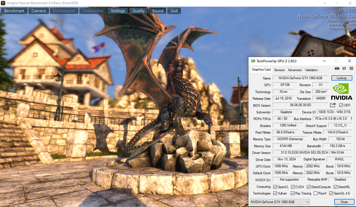 Gigabyte Geforce GTX 1060 G1 Gaming 6GB GDDR5 Graphics Card