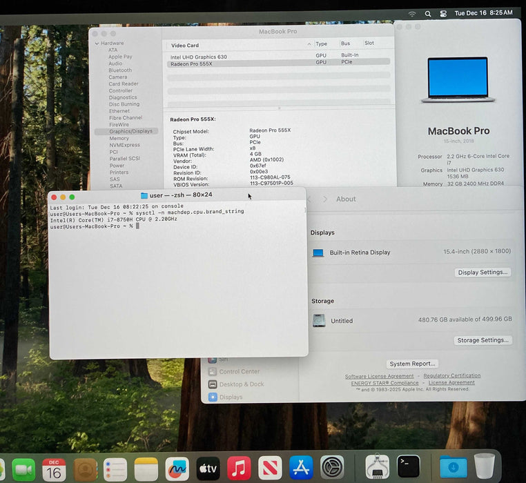 Apple MacBook Pro 15' 2018 i7-8750H 32GB  512SSD For Parts/Repair READ!