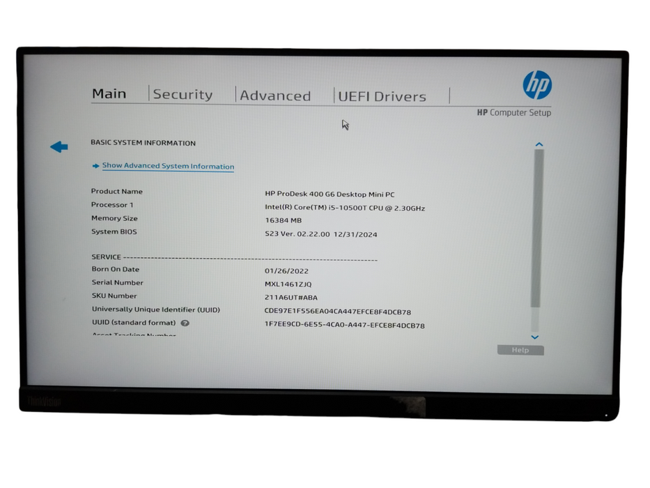 HP ProDesk 400 G6 USFF Core i5-10500T CPU 2.30GHz 16GB RAM - No HDD