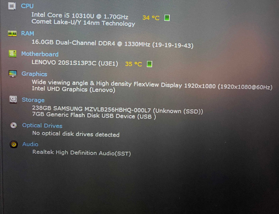 Lenovo ThinkPad T14 Gen 1 TOUCH i5-10310U@1.70GHz vPRO 16GB RAM 256GB SSD  Lap200