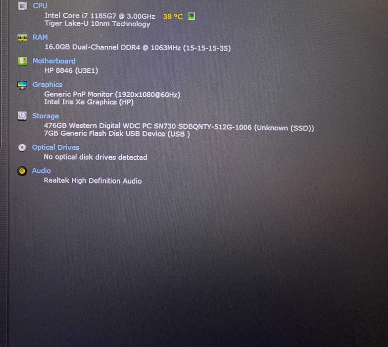 HP ZBook Firefly 15 i7-1185G7@3.00GHz vPRO 16GB RAM512GB SSD  Lap200