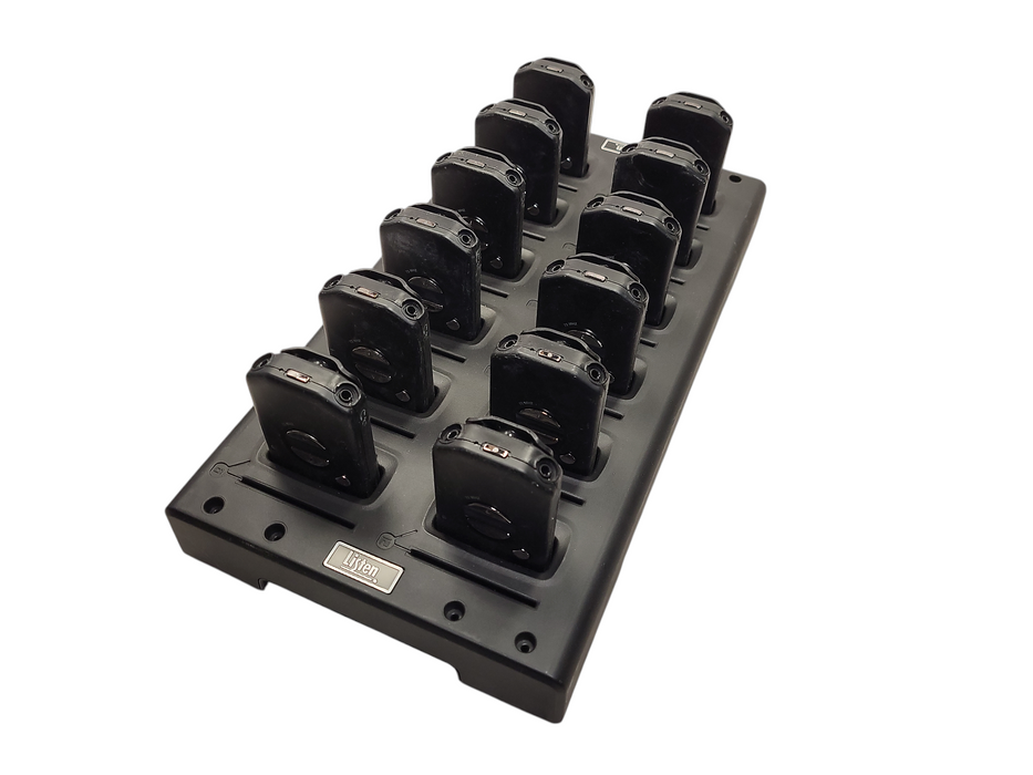 Listen Technologies LA-381-01 Intelligent 12-Unit Charger Craddle w/ 12x LR-5200-072 Intelligent 72mhz DSP RF Receivers Q$