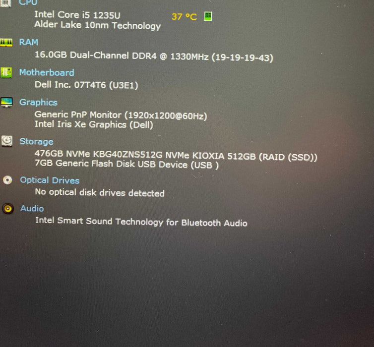 Dell Inspiron 14 5420 Core i5-1235U@1.30GHz 16GB RAM 512GB SSD  Lap200