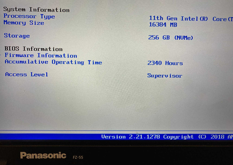 Panasonic ToughBook FZ-55 TOUCH i5-1145G7@2.6GHz 16GB RAM 256GB SSD 2340Hrs