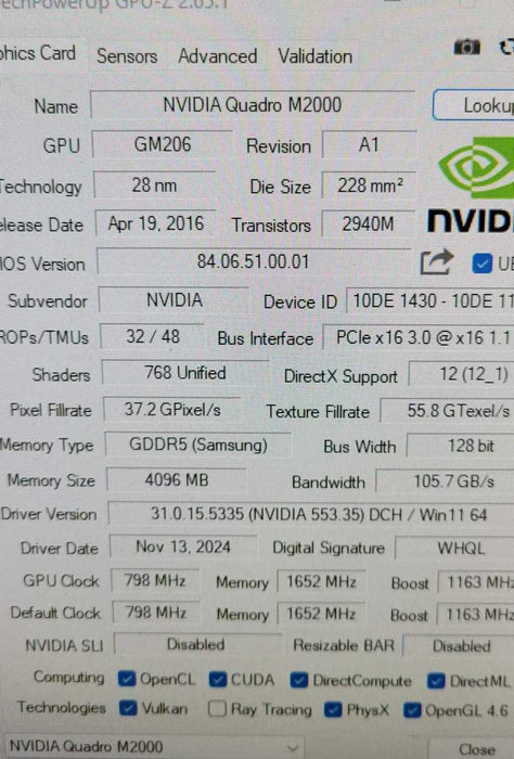 Nvidia Quadro M2000 4GB GDDR5 4x Display Ports Graphics Card  _