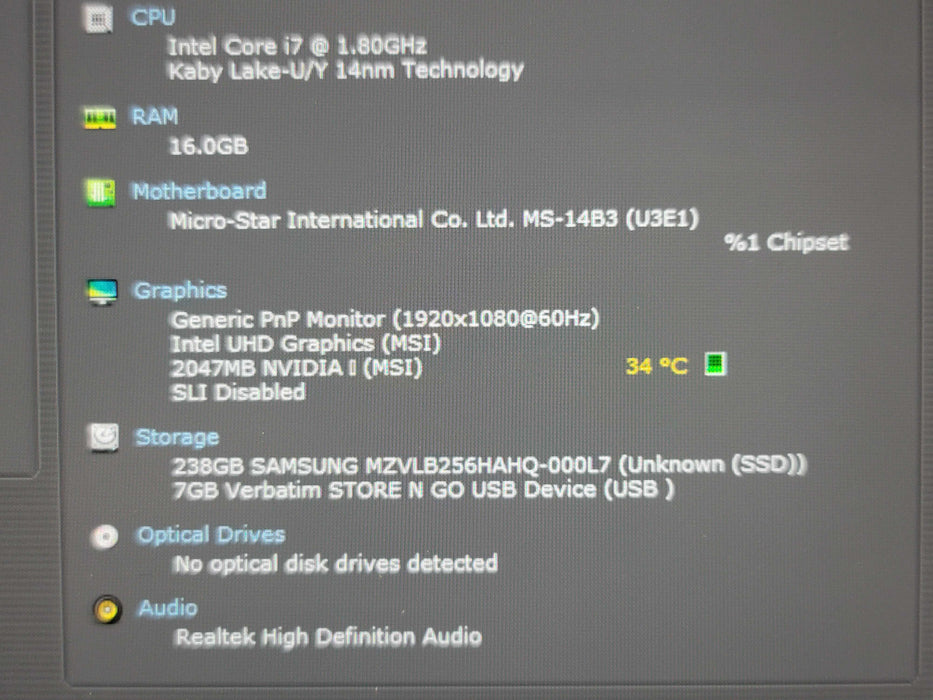 MSI Modern 14 i7-10510U 16GB DDR4 MX330 256GB NVMe  β Lap200