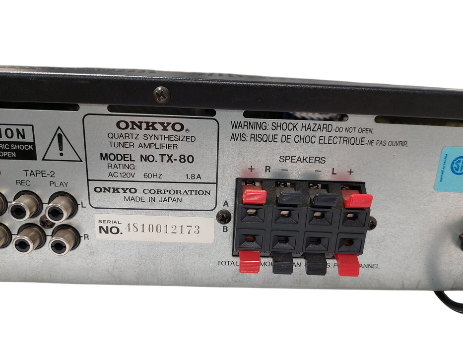 ONKYO Quarts Synthesized Tuner Amplifier Model: TX-80 =