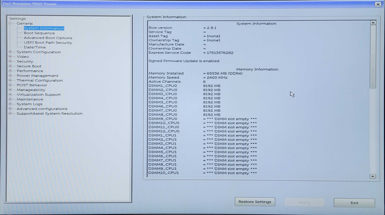 Dell Precision 7920, Xeon Gold 5118 2.30GHz, 64GB DDR4, GTX1050, 1400W PSU