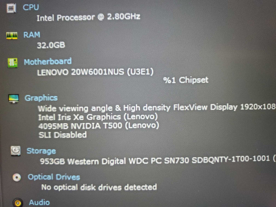 Lenovo ThinkPad P15s GEN 2 i7-1165G7 QUADRO P500 4GB GPU 32GB RAM 1TB SSD  Lap200