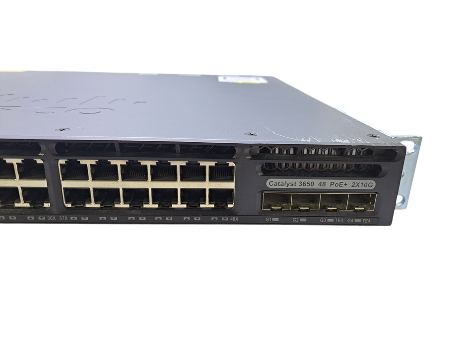 Cisco WS-C3650-48FD-S V05 | 48x Gigabit PoE+, 2x10G SFP+ Switch w/ 1x 1025WAC