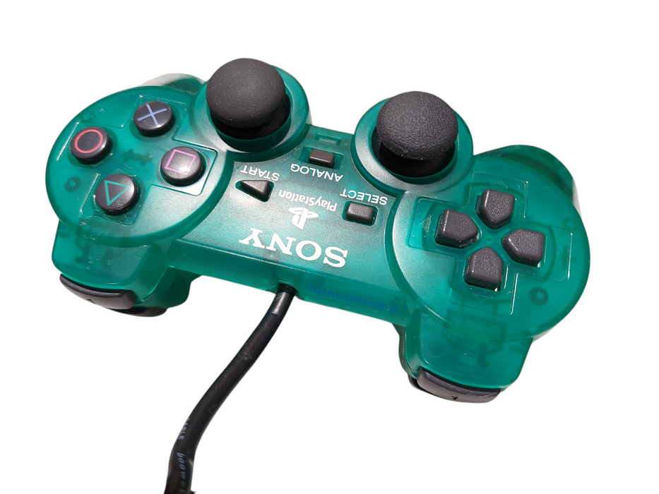 Emerald Green Clear PS2 Analog Controller Dualshock Wired SCPH-10010 =
