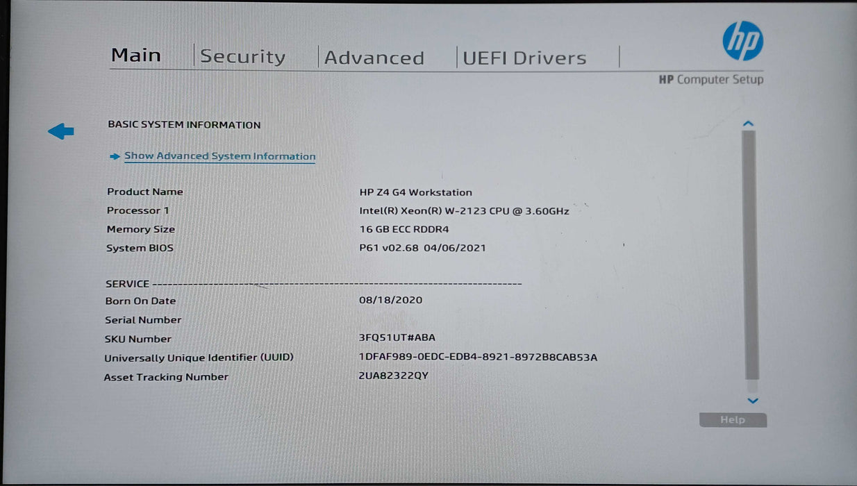 HP Z4 G4 Workstation, Xeon W-2123 3.60GHz, 16GB DDR4, No HDD, K2000