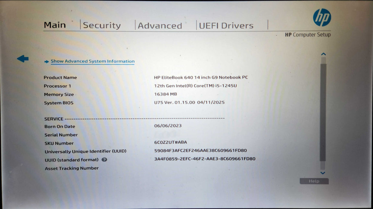 HP EliteBook 640 G9, i5-1245U, 16GB DDR4, 256GB NVMe, No PWR  Lap200