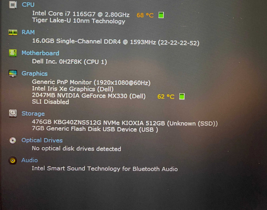 Dell Vostro 5402 i7-1165G7@2.80GHz GeForce MX330 2GB GPU 16GB RAM 512GB SSD  Lap200