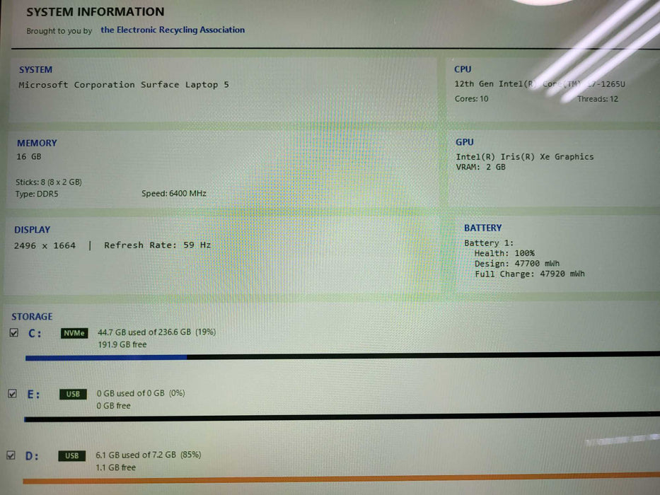 Microsoft Surface Laptop 5 i7-1265U 16GB DDR5 256GB NVMe $ Lap200