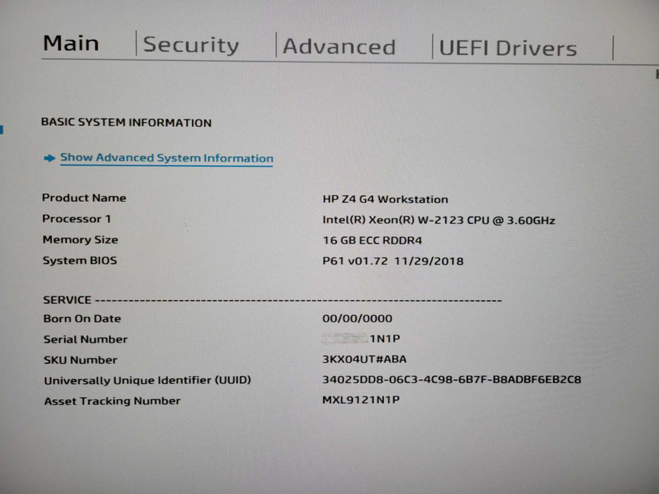 HP Z4 G4 Workstation | Xeon W-2123 @3.60GHz, 16GB DDR4, 256GB NVMe NO GPU !