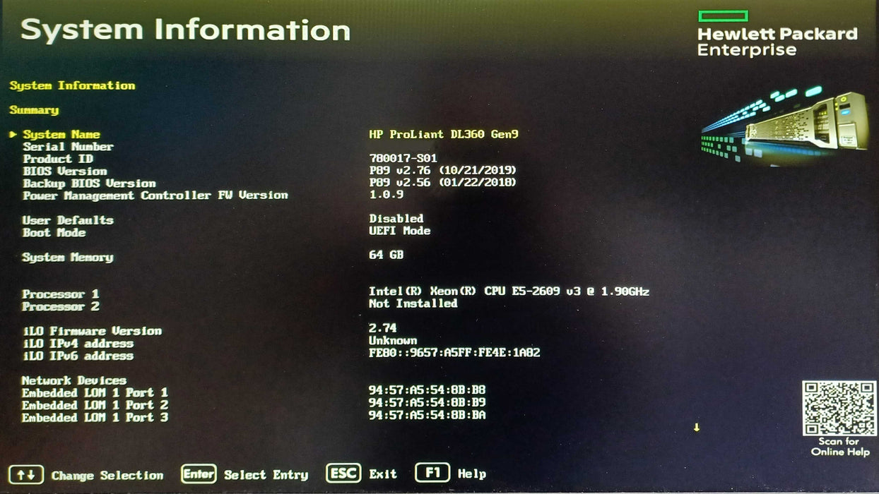 HP DL360 Gen9 1U 8x 2.5", Xeon E5-2609v3, 64GB DDR4,4x960GB SAS SSD, P440ar