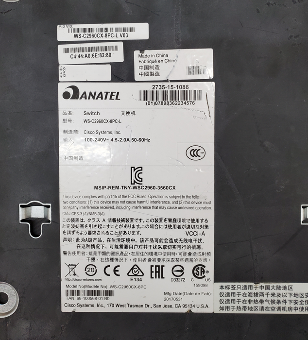 Cisco WS-C2960CX-8PC-L V03, 8-Port Gigabit Managed Silent Switch w/ 2x SFP