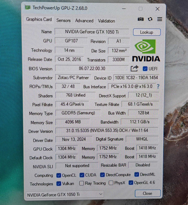 Zotac GeForce GTX 1050 Ti 4GB GDDR5 Graphics Card | DVI HDMI DP )