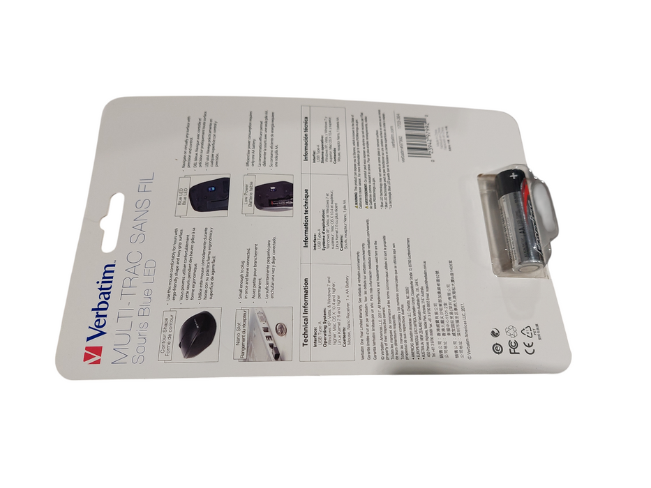 Verbatim Multi-Trac Wireless Blue LED Mouse Black ( New )  Q=
