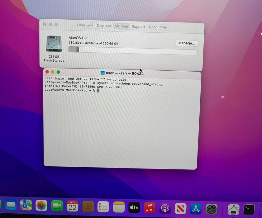 Apple MacBook Pro 13" 2017 i5-7360U 16GB 256SSD Battery Service Recommended