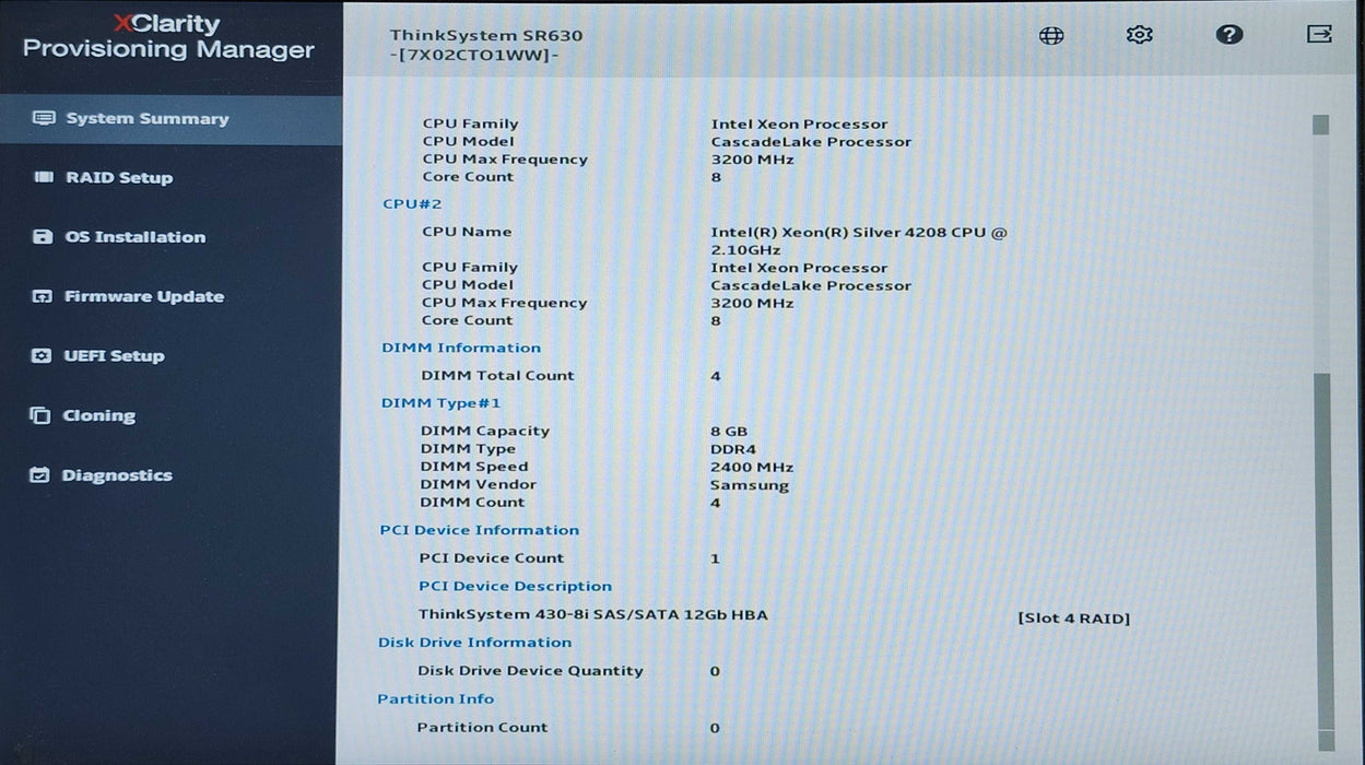 Lenovo SR630 1U 4x3.5", 2x Xeon Silver 4208, 32GB DDR4, 4x2TB SAS, 430-8i