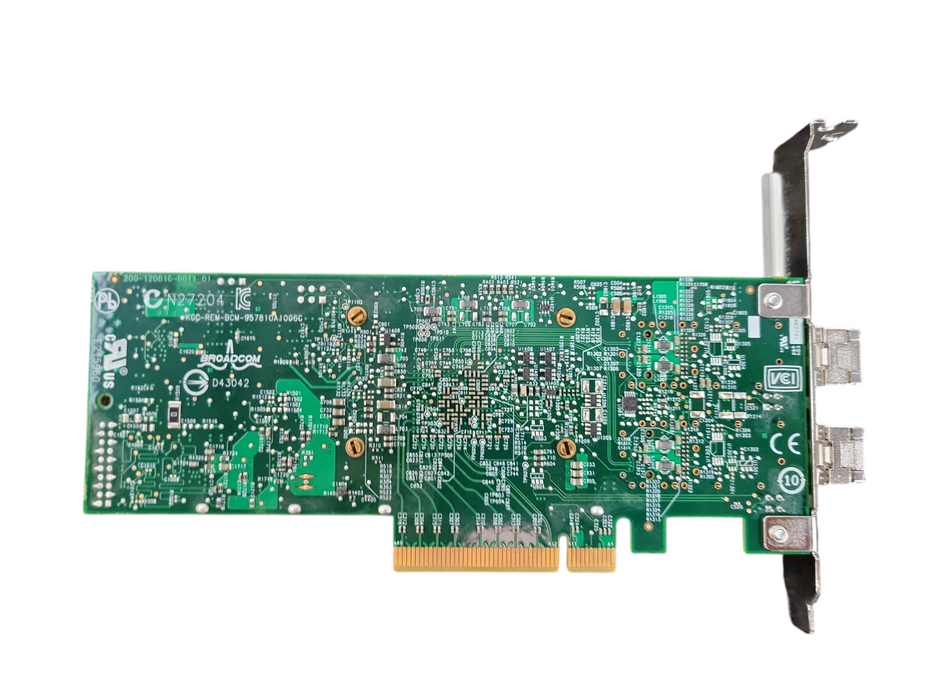 Dell Broadcom Dual-Port 10GbE SFP PCIe Network Adapter Dell P/N: 0N20KJ !