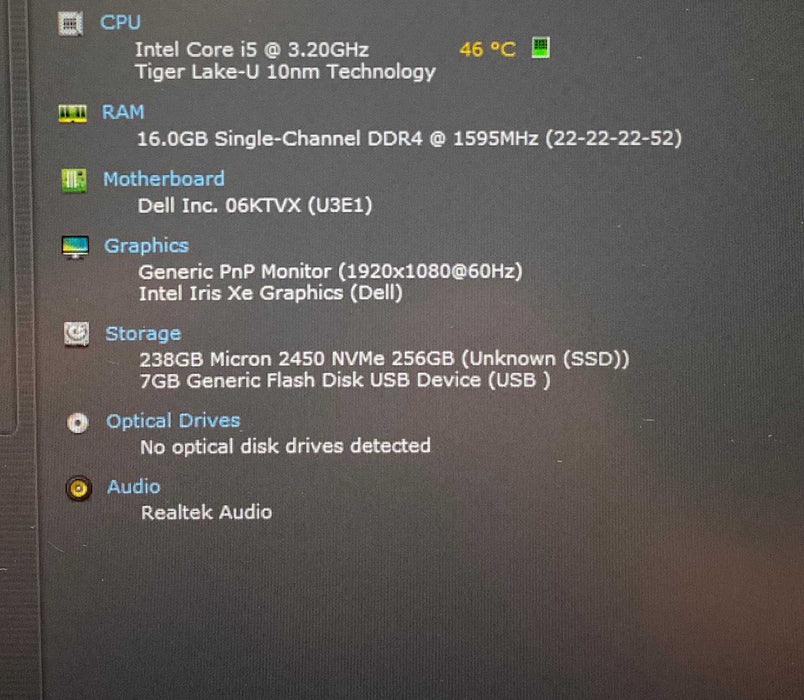 Dell Inspiron 15 5510 Core i5-11320H@3.20GHz 16GB RAM 256GB SSD  Lap200