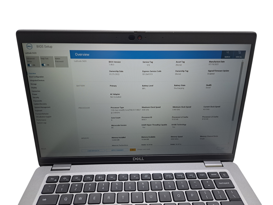 Dell Latitude 5420 | Intel Core i5-1145G7 @2.60GHz, 16GB DDR4, 256GB NVMe ) Lap200